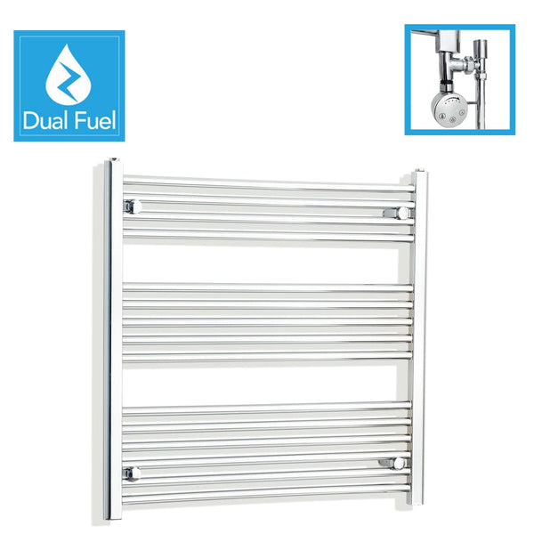 700 x 800 Chrome Dual Fuel Flat Heated Towel Rail