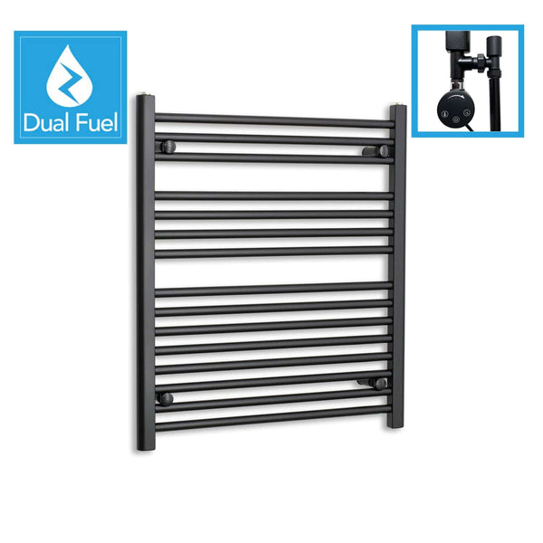 700 x 800 Dual Fuel Flat Black Heated Towel Rail