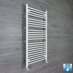 With Angled Valve 700mm Wide 1200mm High Flat White Heated Towel Rail HTR