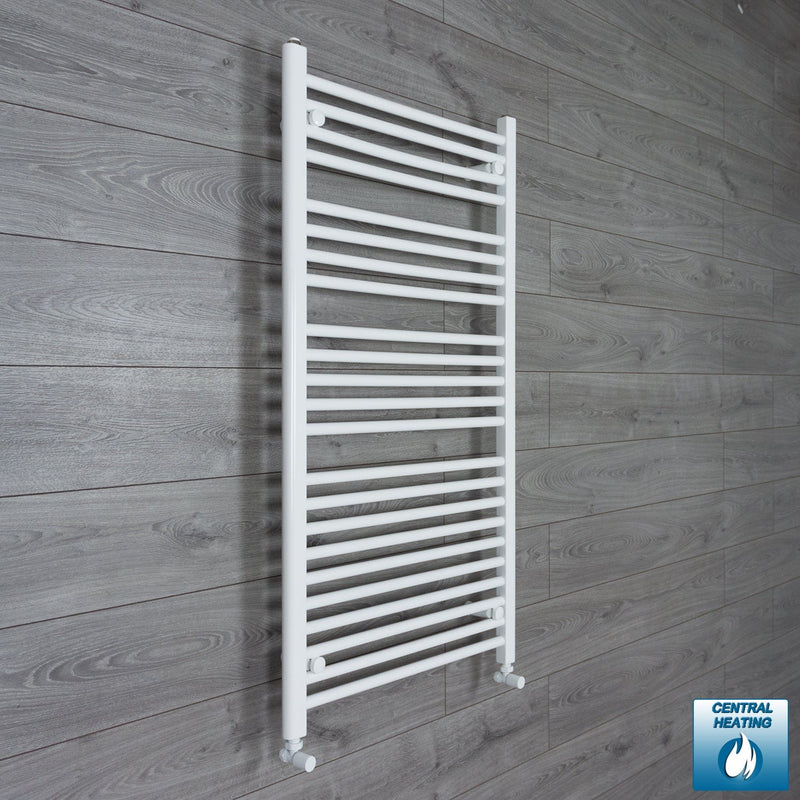 With Angled Valve 700mm Wide 1200mm High Flat White Heated Towel Rail HTR