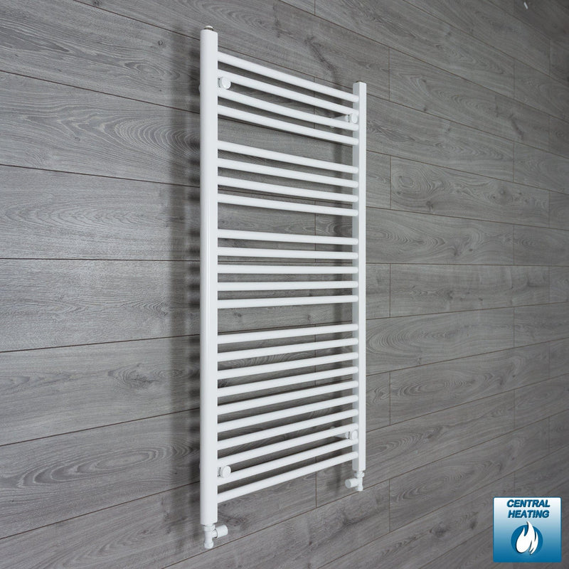 With Straight Valve 700mm Wide 1200mm High Flat White Heated Towel Rail HTR