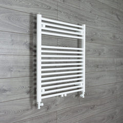 With Straight Valve 740mm Wide 775mm High Straight White Heated Towel Rail