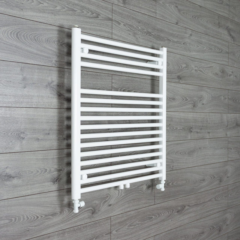 With Straight Valve 740mm Wide 775mm High Straight White Heated Towel Rail