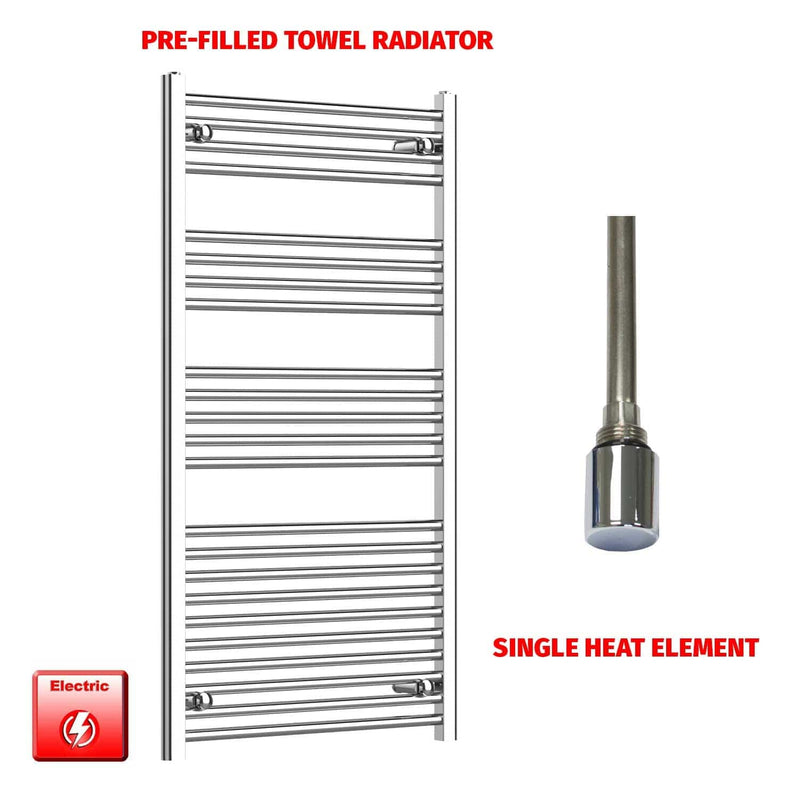 Single Heat 750 x 1200 Pre-Filled Electric Towel Radiator Flat Chrome