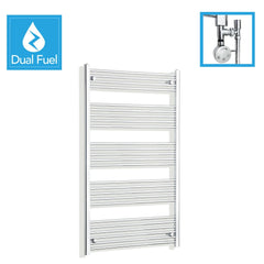 750 x 1400 Chrome Dual Fuel Flat Heated Towel Rail