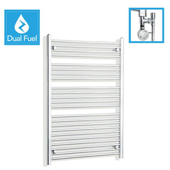 800 x 1200 Chrome Dual Fuel Flat Heated Towel Rail