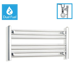 800 x 400 Chrome Dual Fuel Flat Heated Towel Rail