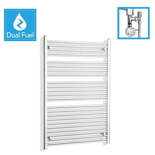 850 x 1200 Chrome Dual Fuel Flat Heated Towel Rail