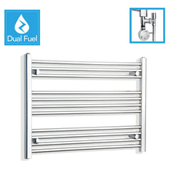 900 x 600 Chrome Dual Fuel Flat Heated Towel Rail