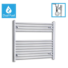 900 x 700 Chrome Dual Fuel Flat Heated Towel Rail