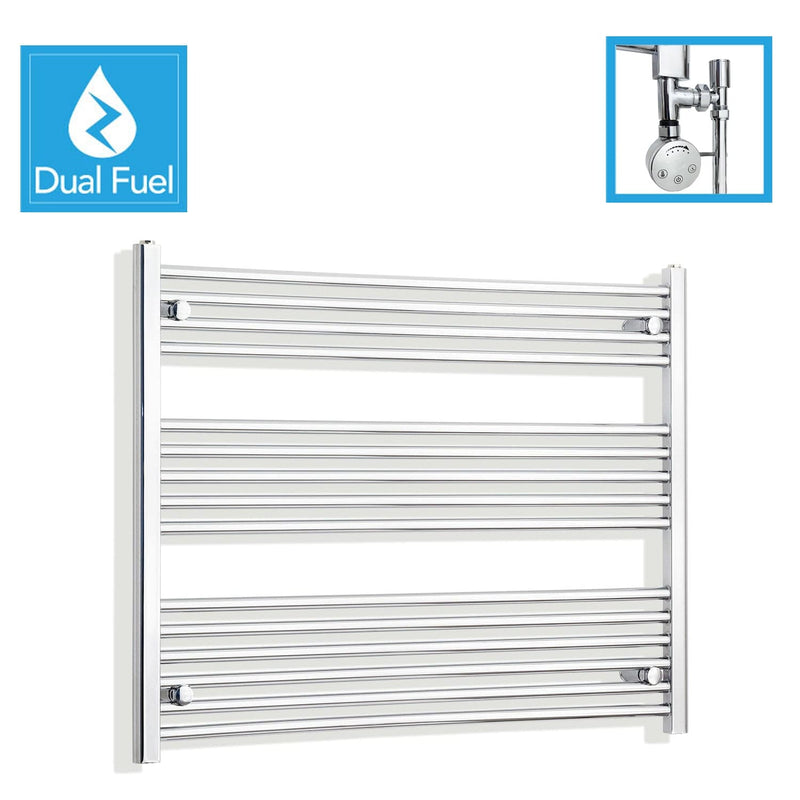 950 x 800 Chrome Dual Fuel Flat Heated Towel Rail