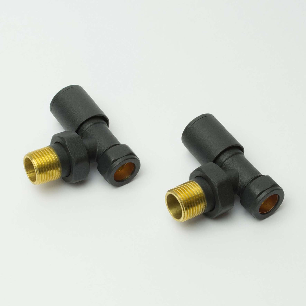 Angled Anthracite Towel Rail Radiator Valve in Pair
