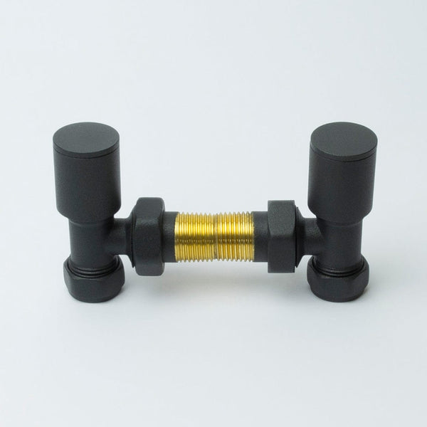 Angled Anthracite Towel Rail Radiator Valve in Pair