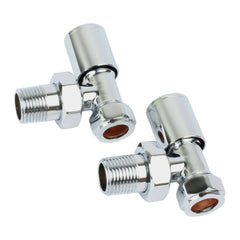 Angled Chrome Towel Rail Radiator Valve in Pair