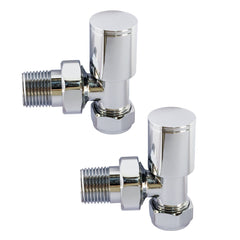Angled Chrome Towel Rail Radiator Valve in Pair