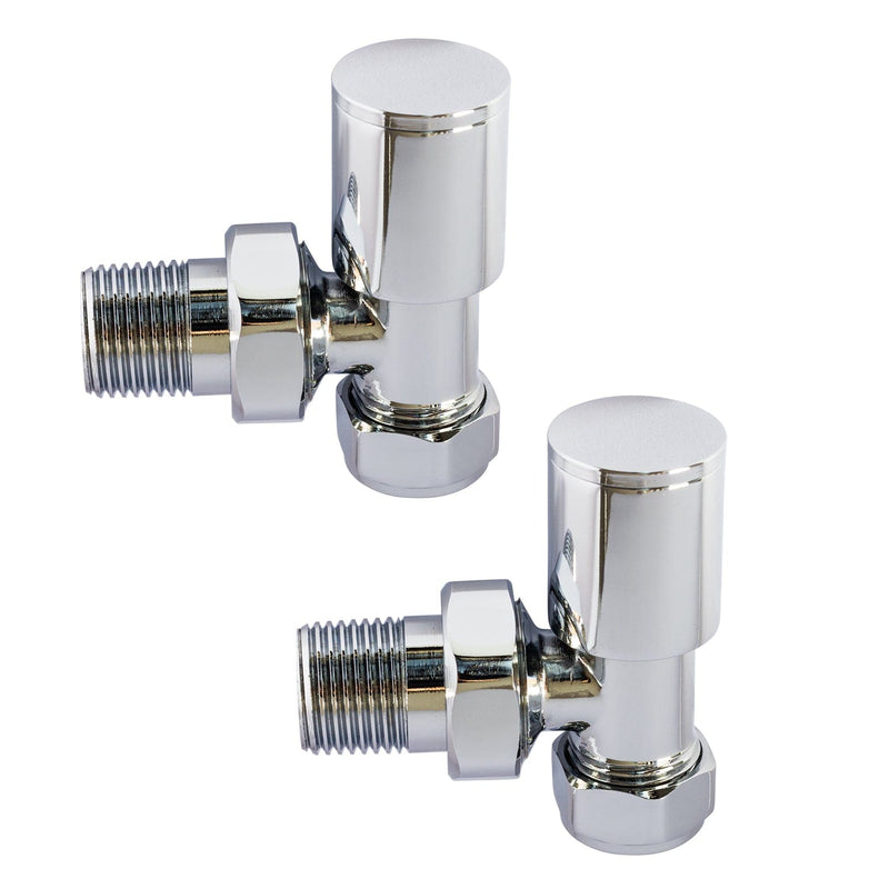 Angled Chrome Towel Rail Radiator Valve in Pair