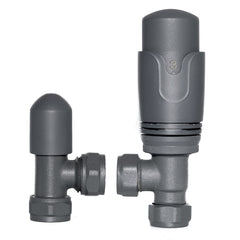 Anthracite TRV Angled Valve For Heated Towel Rail Radiator With Lockshield