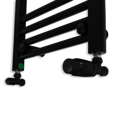 Black TRV Angled Valve For Heated Towel Rail Radiator With Lockshield