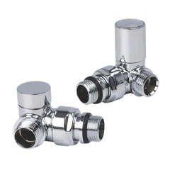 Chrome Corner Valve For Heated Towel Rail Radiator (Pair)