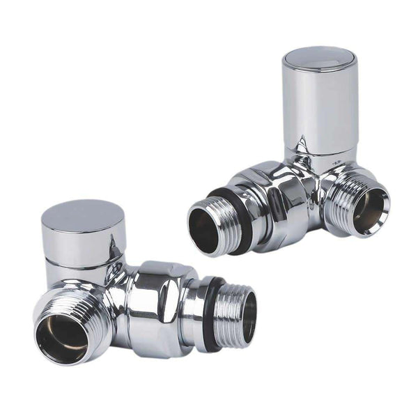 Chrome Corner Valve For Heated Towel Rail Radiator Pair