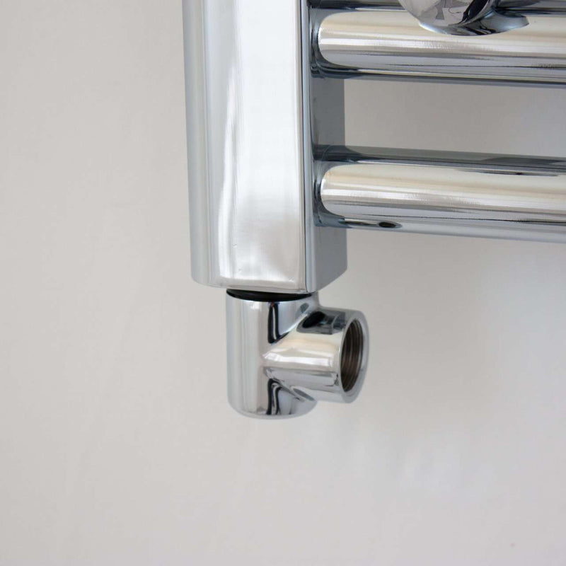Chrome L-Piece Dual Fuel Adaptor Elbow for Heated Towel Rail Radiators