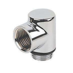 Chrome L-Piece Dual Fuel Adaptor Elbow for Heated Towel Rail Radiators