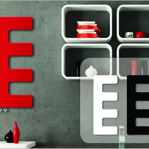 E-Type Style White, Black or Red Designer Heated Towel Rail Radiator HTR