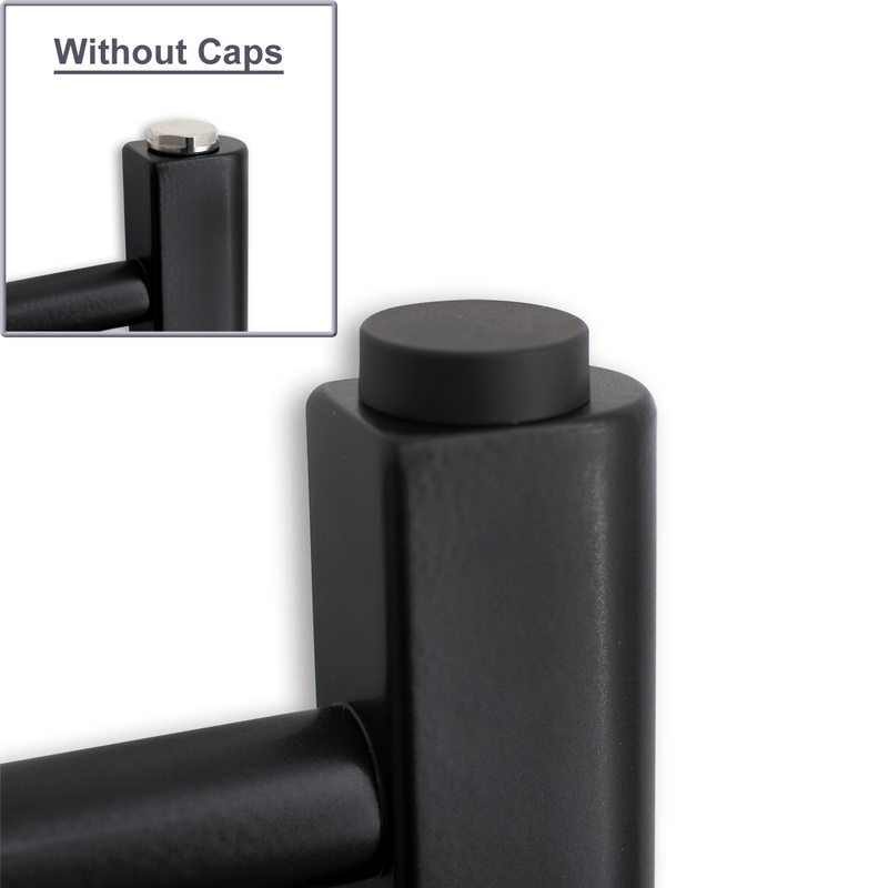 Pair of Matt Black Cover Caps for Heated Towel Rail Radiators