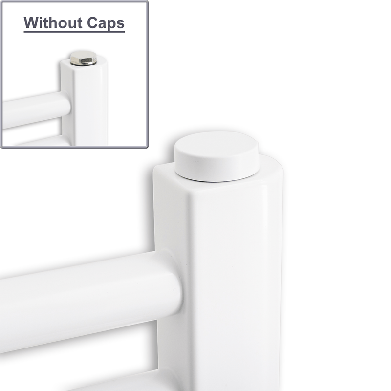 Pair of White Cover Caps for Heated Towel Rail Radiators