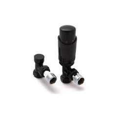 Reina Modal TRV Angled Valve Black For Heated Towel Rail Radiator With Lockshield