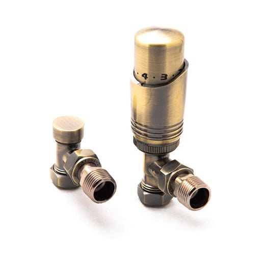 Reina Modal TRV Angled Valve Bronze For Heated Towel Rail Radiator With Lockshield