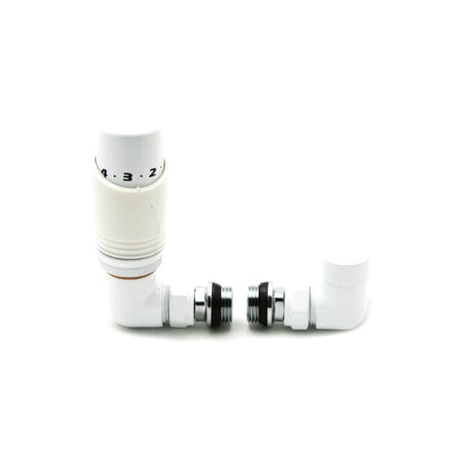 Reina Modal TRV Corner Valve White For Heated Towel Rail With Lockshield