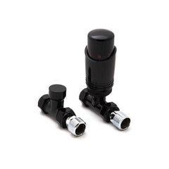 Reina Modal TRV Straight Valve Black For Towel Rail With Lockshield