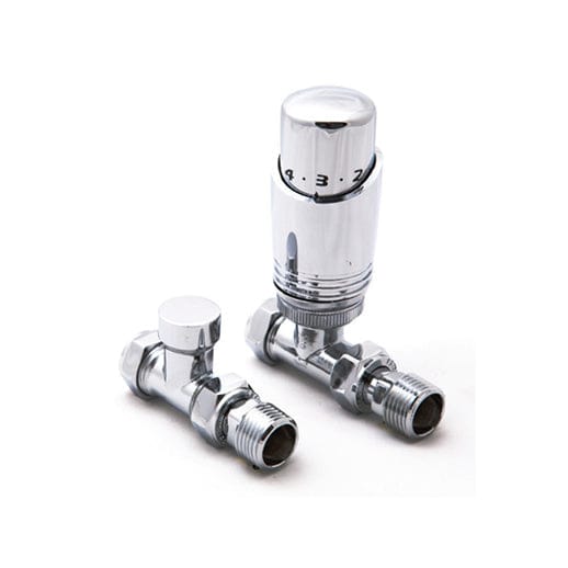 Reina Modal TRV Straight Valve Chrome For Heated Towel Rail Radiator With Lockshield