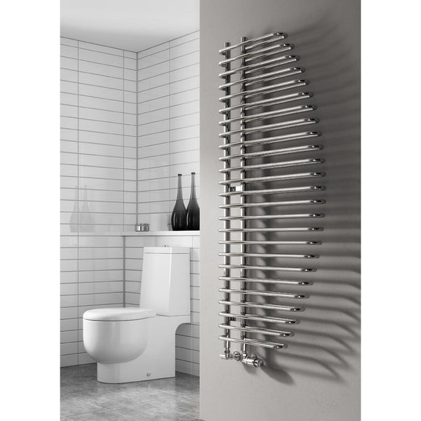 Reina Nola Vertical Designer Chrome Towel Rail Steel Radiator