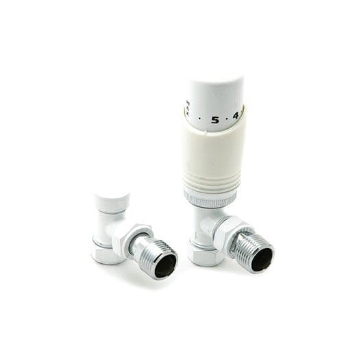 Reina TRV Angled Valve White For Heated Towel Rail With Lockshield