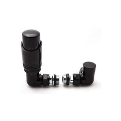 Reina TRV Corner Valve Black For Heated Towel Rail With Lockshield