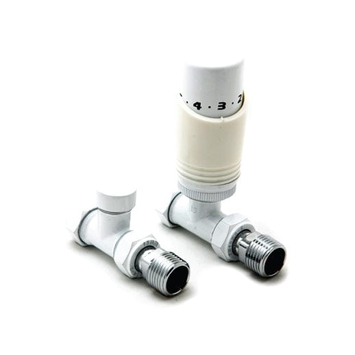 Reina TRV Straight Valve White For Heated Towel Radiator With Lockshield