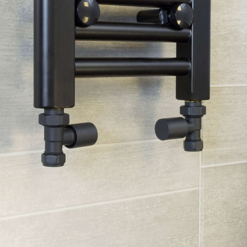 Straight Anthracite Towel Rail Radiator Valve in Pair