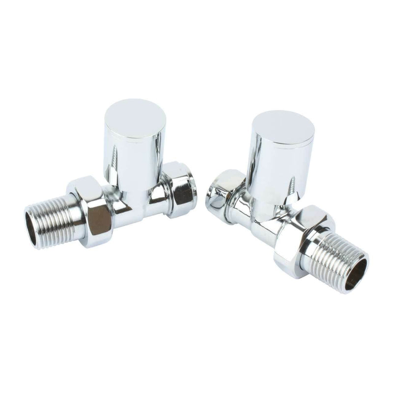 Straight Chrome Towel Rail Radiator Valve in Pair