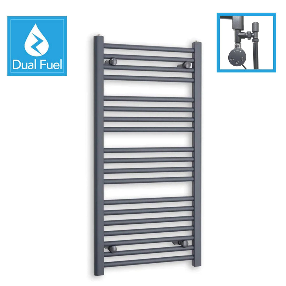 Anthracite Dual Fuel Heated Towel Rail 500 x 1000mm