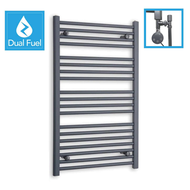 Anthracite Flat Heated Dual Fuel Towel Rail 600x1000mm