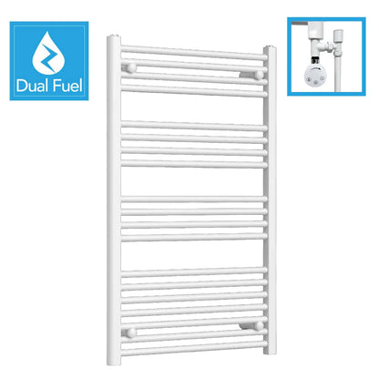 White Flat Heated Dual Fuel Towel Rail 600x1000mm