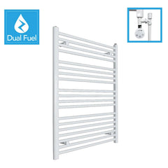 White Flat Heated Dual Fuel Towel Rail 800x1000mm