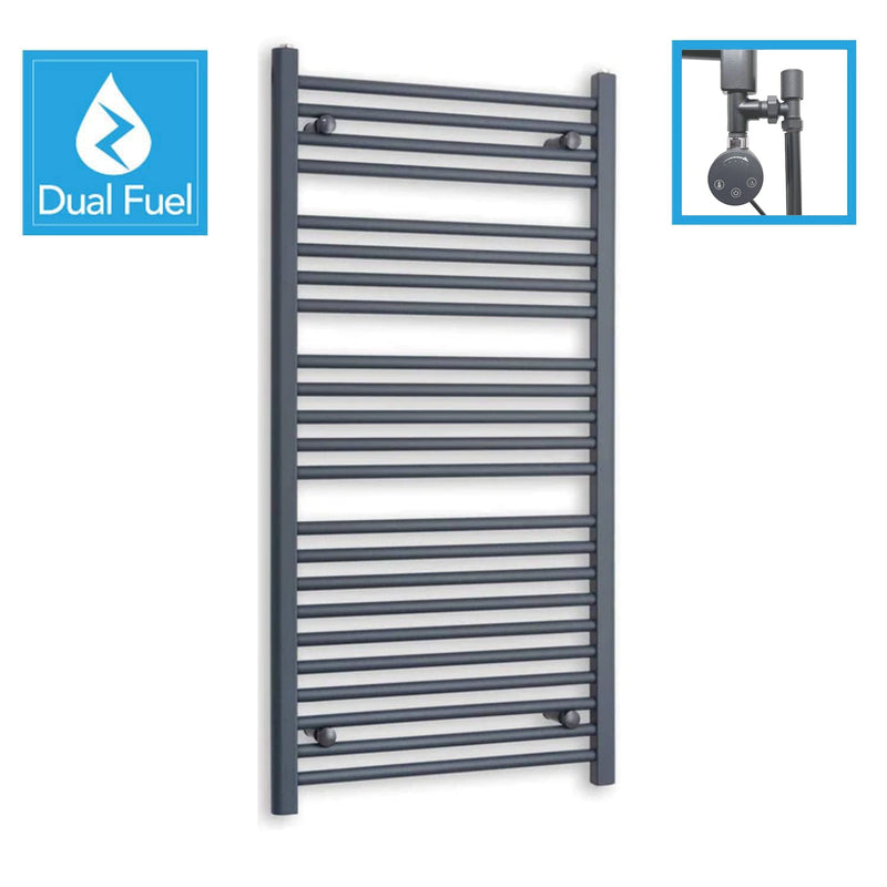 Anthracite Flat Heated Dual Fuel Towel Rail 600x1200mm