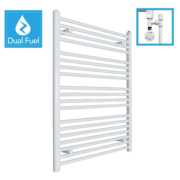 White Flat Heated Dual Fuel Towel Rail 750x1400mm