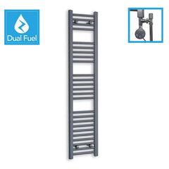 Anthracite Flat Heated Dual Fuel Towel Rail 300x1400mm