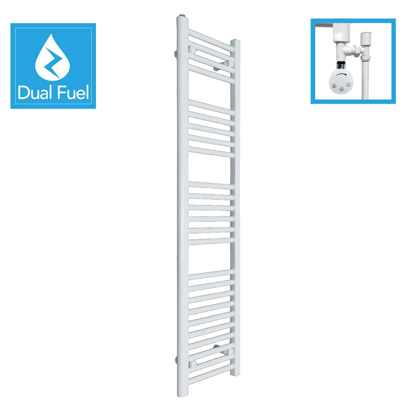 White Flat Heated Dual Fuel Towel Rail 400x1400mm