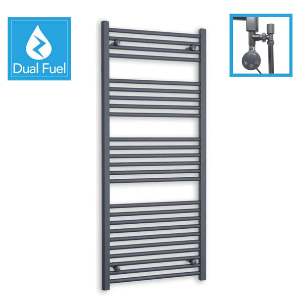 Anthracite Flat Heated Dual Fuel Towel Rail 600x1400mm