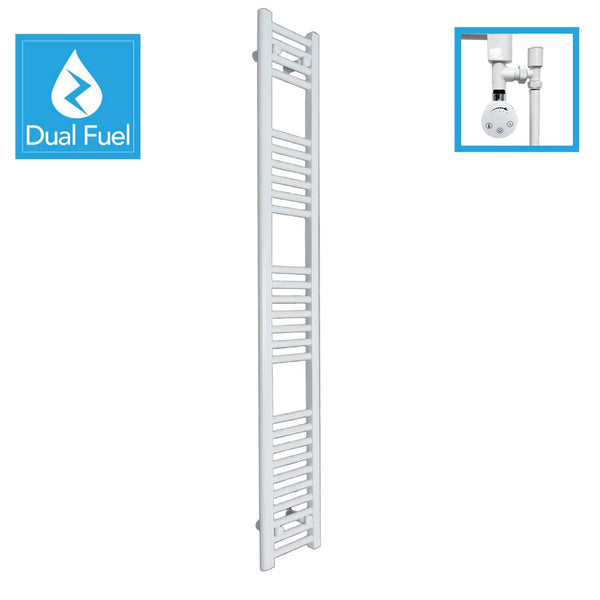 White Flat Heated Dual Fuel Towel Rail 200x1600mm